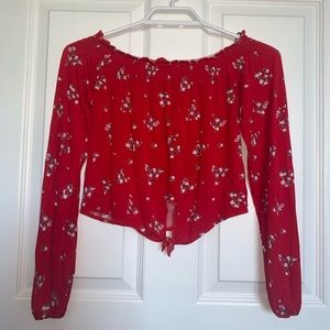 Long Sleeve Patterned Crop Top